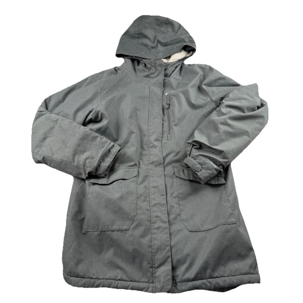 Columbia Jacket Youth XL Gray Waterproof Omni Heat Insulated Hooded Full Zip